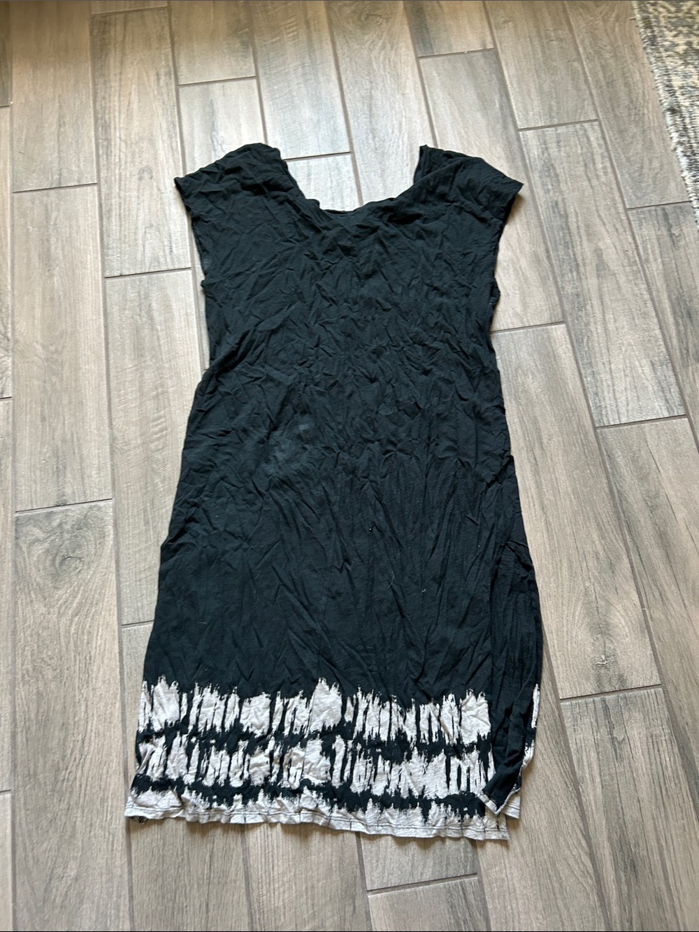 Z Supply Black Swim Coverup Dress with White Tie-Dye Hem - Picture 3 of 3